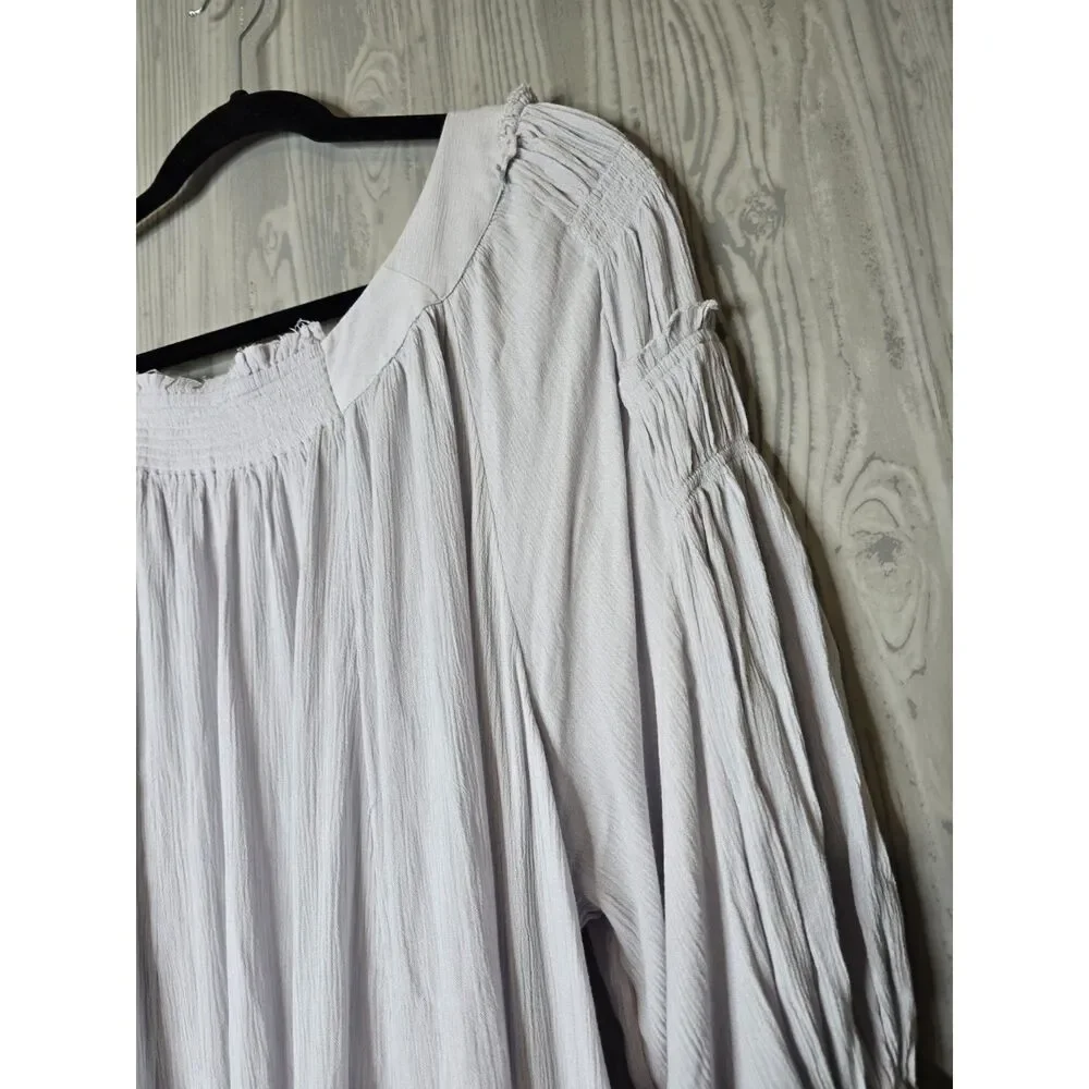 Free People Peasant Babydoll Dress Medium Light Gray - Picture 5 of 7
